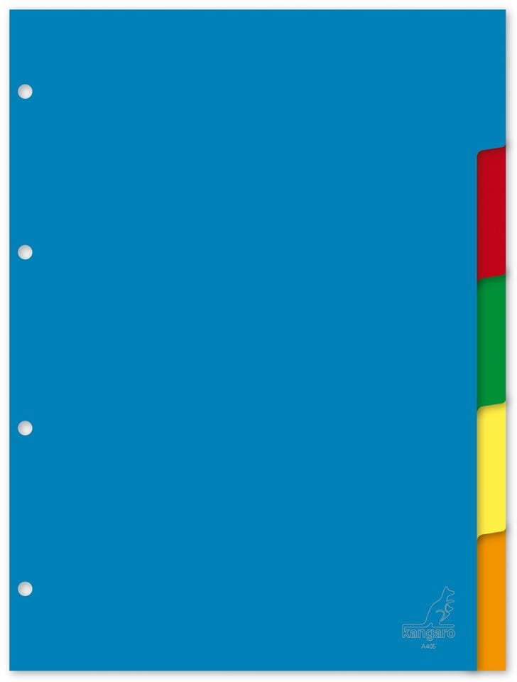 Tabblad Kangaro A4 blanco PP 120 micron assorti 4-gaats 5-delig