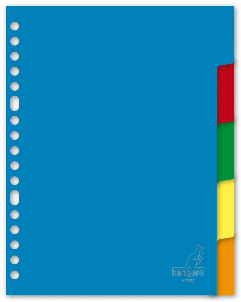 Tabblad Kangaro A5 blanco PP 120 micron assorti 17-gaats 5-delig