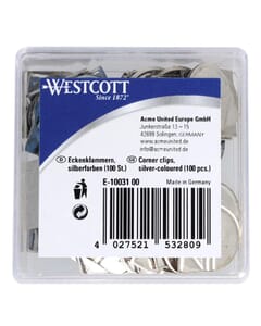 Pinces d'angle Westcott Aluminium argenté boîte plastique 100 pcs