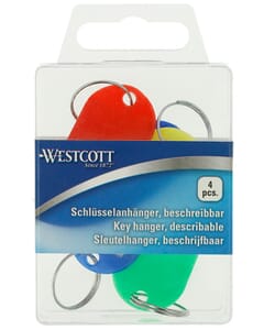 Sleutelhanger Westcott ass. 4st. in plastic box. Met verwisselbaar etiket.