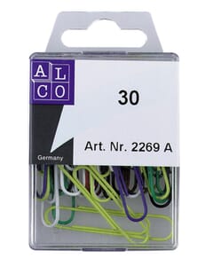 paperclips Alco 50mm rond assorti kleuren 30 stuks in doos