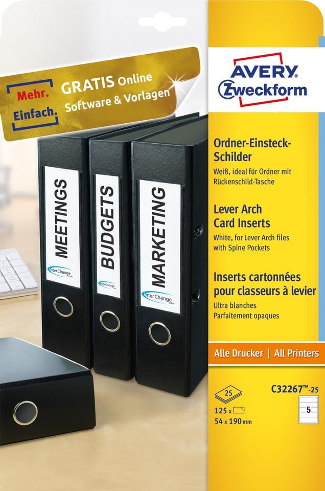 ordnerrugetiket Avery 190x54mm 25 vel 5 etiketten per vel