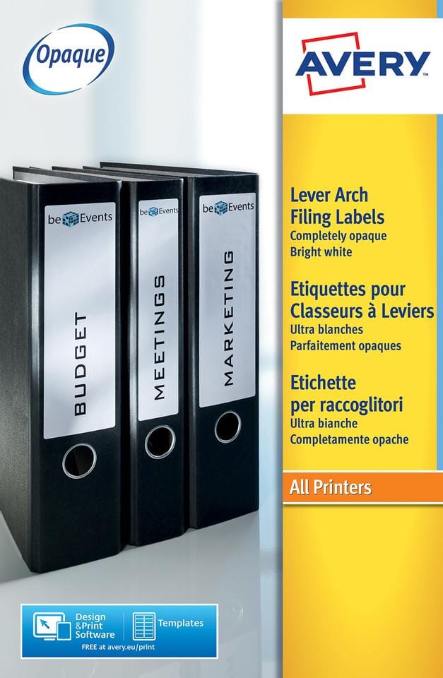 ordnerrugetiket Avery 192x38mm wit 25 vel 7 etiketten per vel