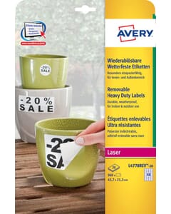 weerbestendig etiket Avery NP 45,7x21,2mm 20 vel 48 etiketten per vel