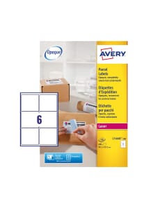 Verzendetiket Avery Block-out, 99,1 x 93,1mm wit doos 100 vel, 6 etiketten per vel