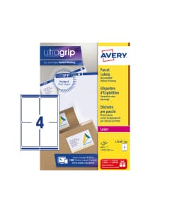 verzendetiket Avery QuickPeel/Ultragrip 139x99,1mm wit 100 vel 4 etiketten per vel
