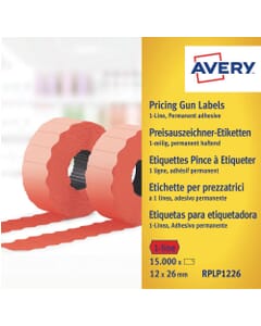 prijstangetiketten Avery permanent 26x12mm rood 10 rol in doos