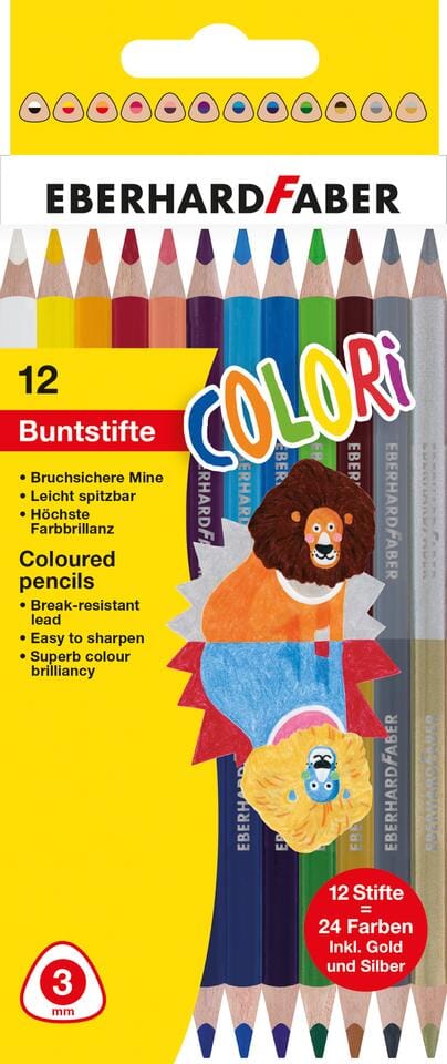 Kleurpotlood Eberhard Faber 2-zijdig gekleurd etui 12 stuks 24 kleuren