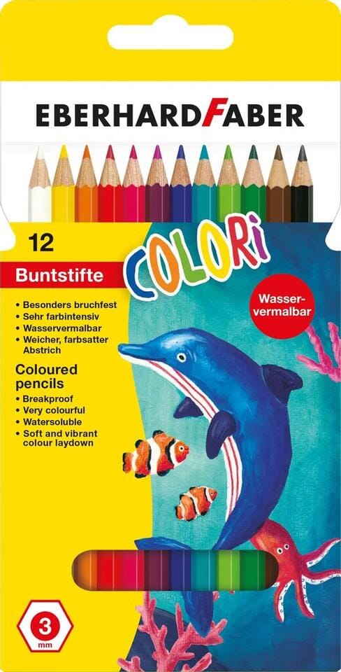 Aquarelpotlood Eberhard Faber kartonetui à 12 stuks met penseel