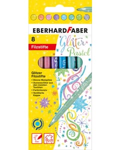 Viltstiften Eberhard Faber Glitter pastel kleuren assorti 8st.