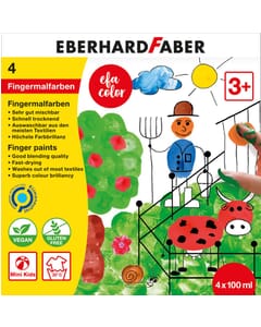 vingerverf Eberhard Faber 100ml geel, rood, blauw, groen