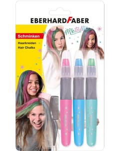 Haarkrijt Eberhard Faber metallic kleuren 3st. Ass. (roze,blauw,groen)