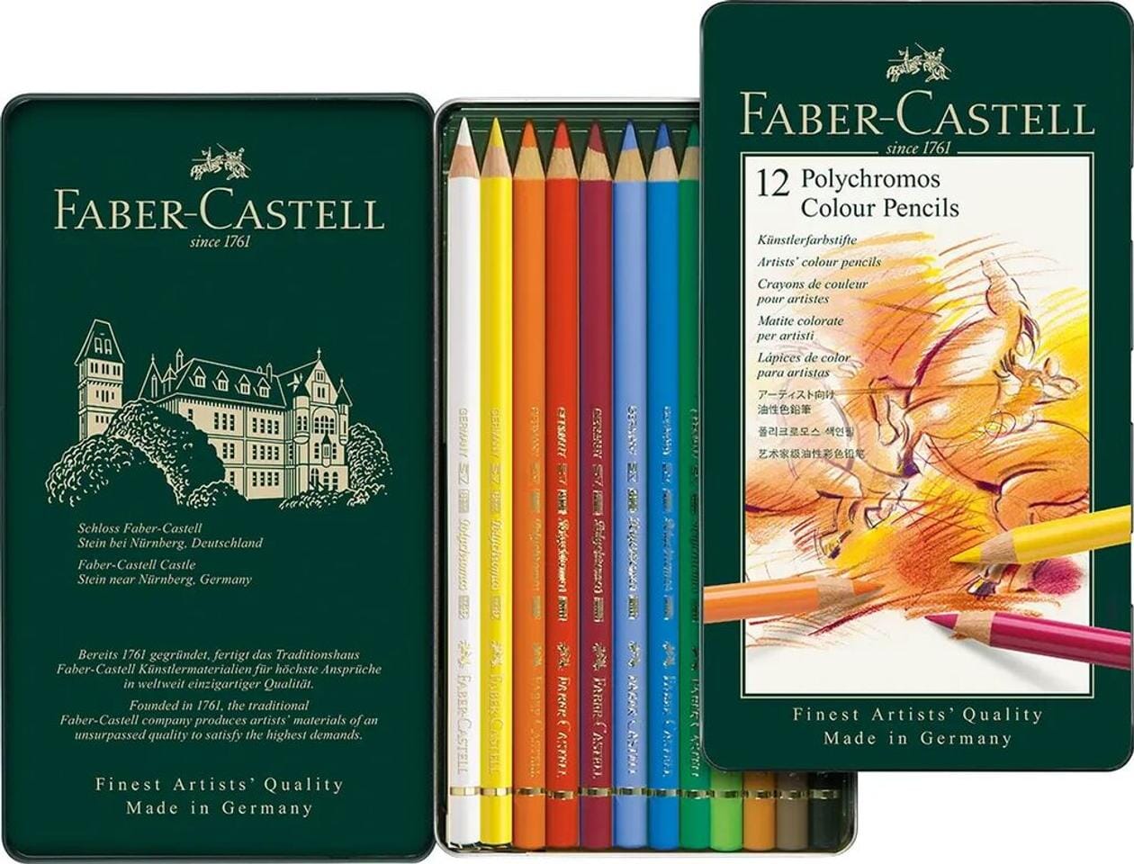 Kleurpotlood Faber-Castell Polychromos 3,8mm kerndikte etui à 12 stuks