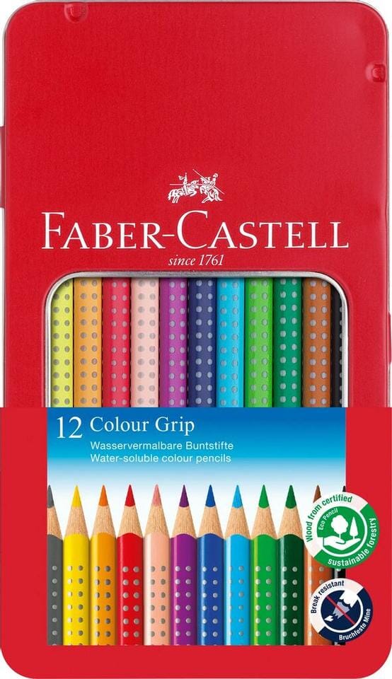 Kleurpotlood Faber-Castell Colour Grip 2001 metalen etui a 12 stuks