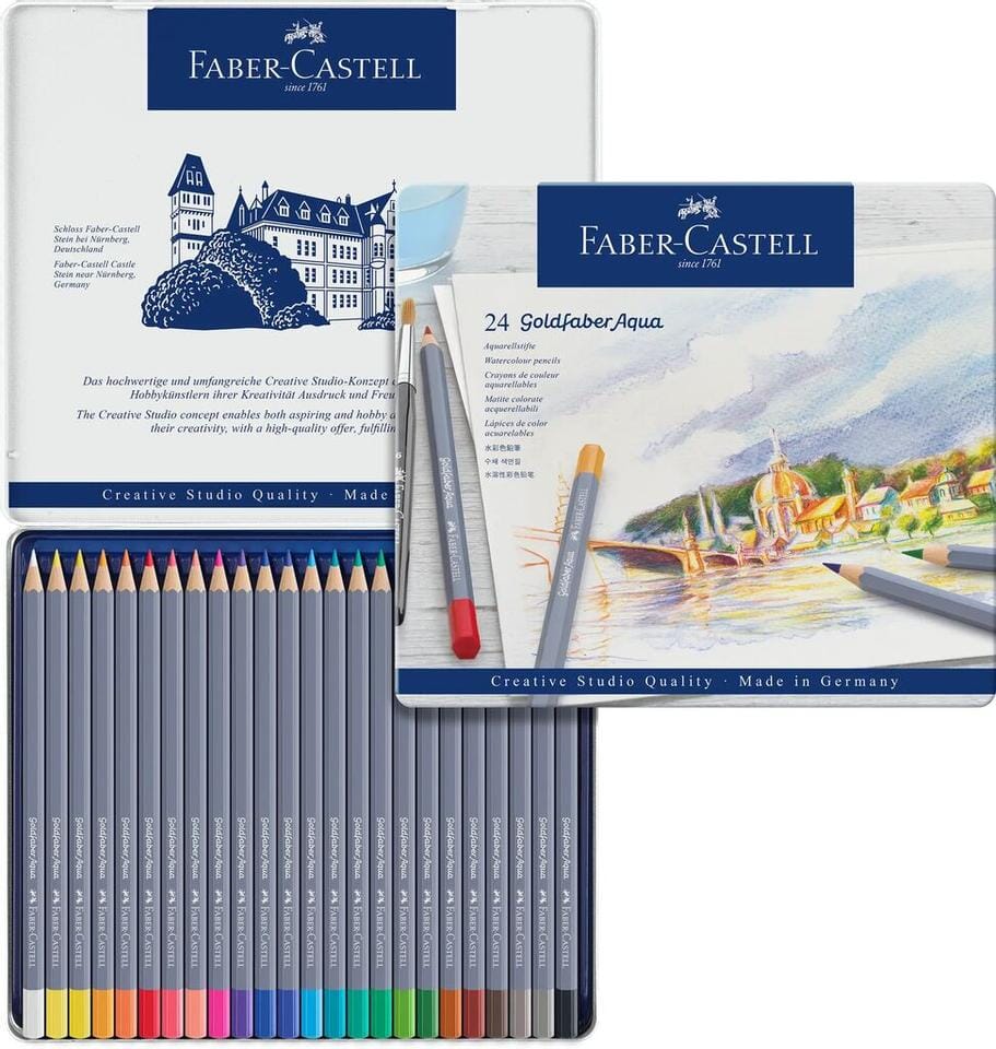 Aquarelkleurpotlood Faber-Castell Goldfaber etui 24 stuks