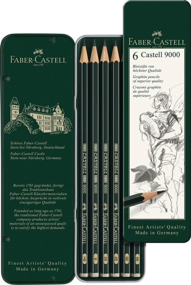 Potlood Faber-Castell 9000 bliketui a 6 stuks