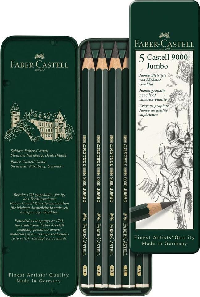 Potlood Faber-Castell 9000 Jumbo etui met 5 stuks