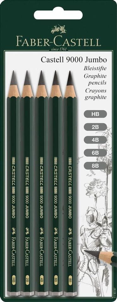 Potloodset Faber-Castell 9000 Jumbo 5 hardheden