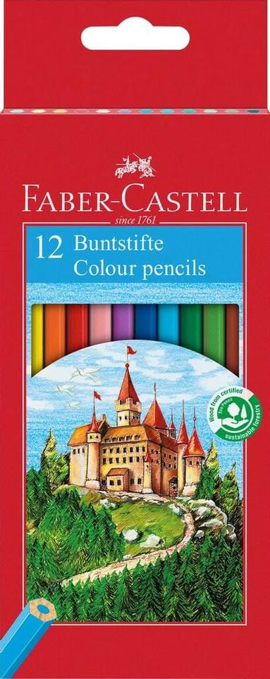 Kleurpotloden Faber-Castell zeskantig in kartonnen etui a 12st.