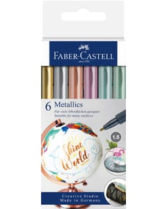 marqueur Faber-Castell Métallic couleurs ass. largeur de trait 1,5mm 6 pces sous blister