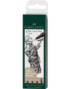 tekenstift Faber-Castell Pitt Artist Pen 4-delig etui zwart