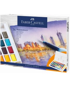 Aquarelle Faber Castell en box avec palette 36 couleurs et pinceau à l'eau inclu