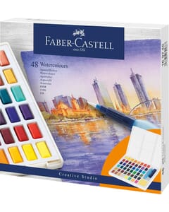 Aquarelle Faber Castell en box avec palette 48 Couleurs et pinceau à l'eau