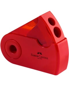 puntenslijper Faber-Castell "Sleeve" rood/blauw 2 gaats display a 12 stuks