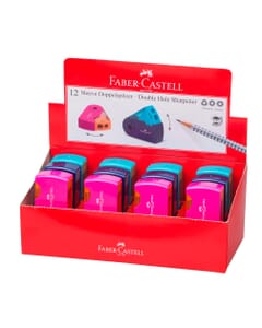puntenslijper Faber-Castell "Sleeve" assorti kleuren 2-gaats display a 12 stuks