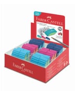 gomme Faber-Castell bicolore en 3 couleurs assorties boîte 24 pces.
