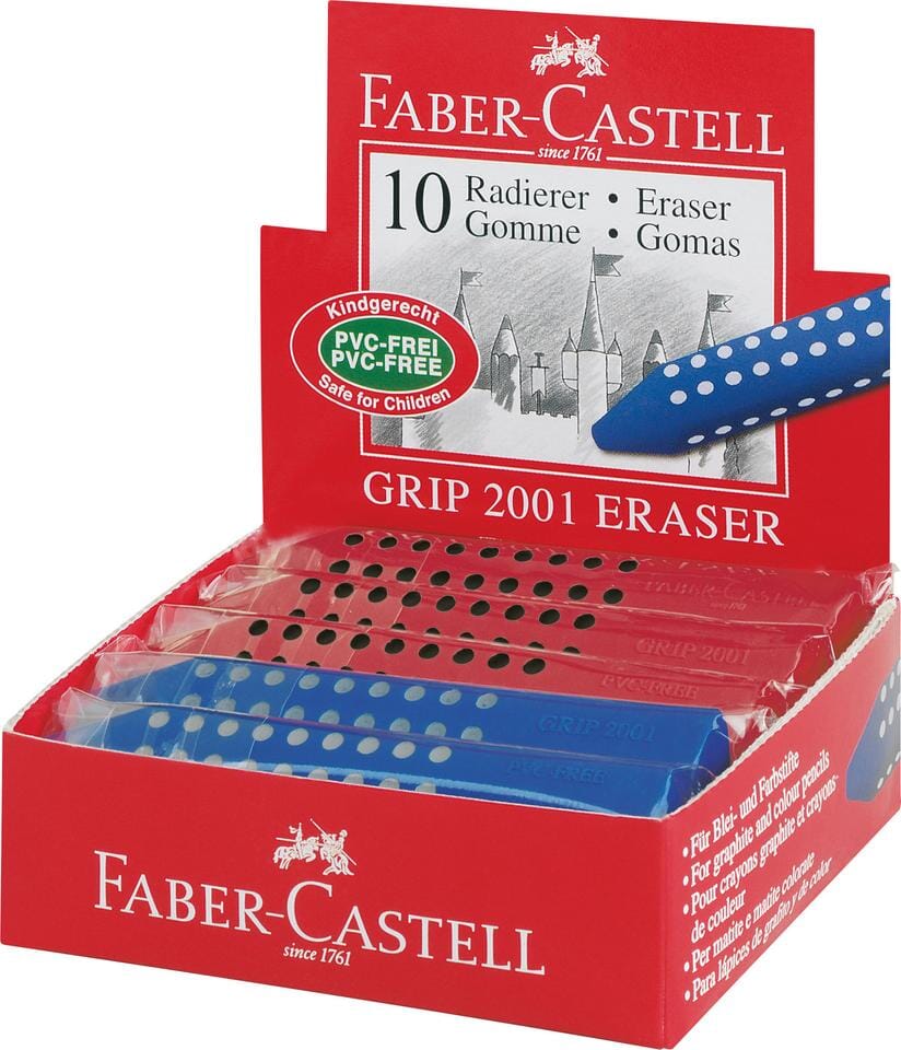 gum Faber-Castell GRIP 2001 assorti display 10 stuks