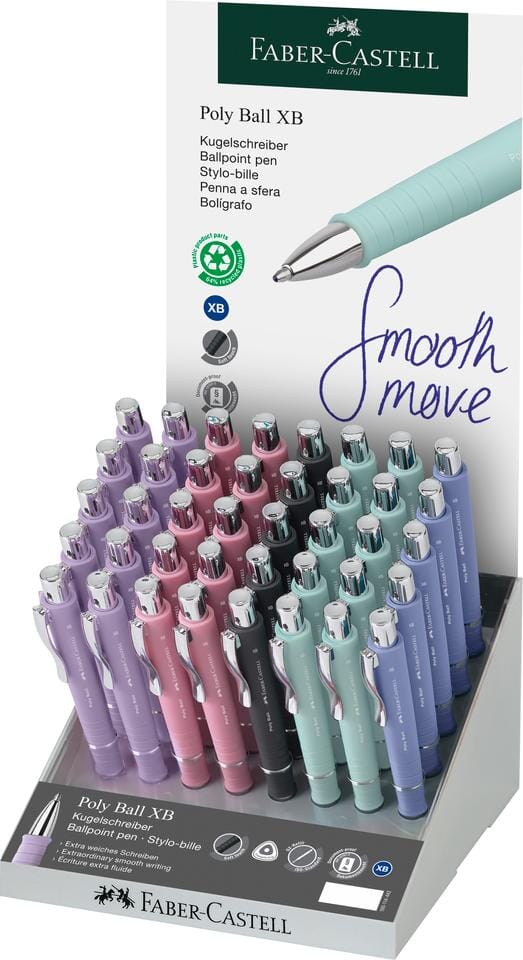 Balpen Faber-Castell Polyball XB in display á 40 stuks