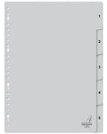 Tabblad Kangaro A4 cijfers PP 120 micron grijs 23-gaats 5-delig