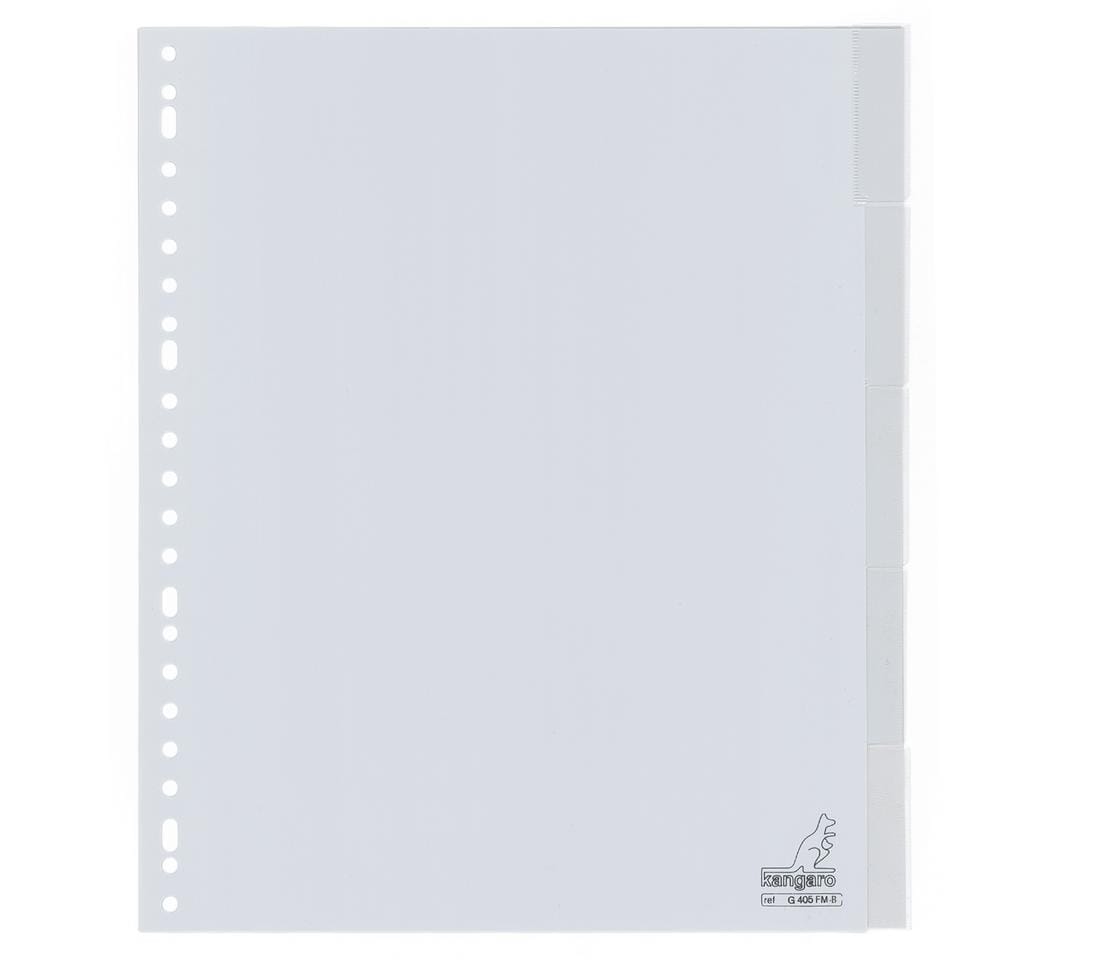 Tabblad Kangaro A4 venster PP 120 micron 23-gaats grijs 5-delig EB