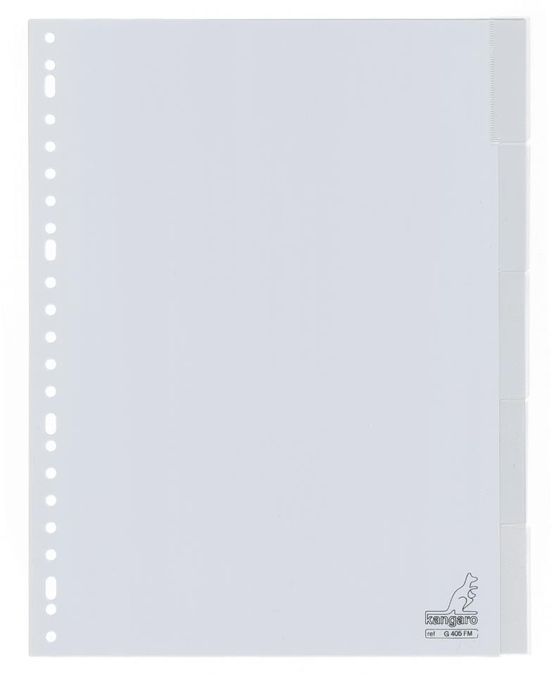 Tabblad Kangaro A4 venster PP 120 micron 23-gaats grijs 5-delig