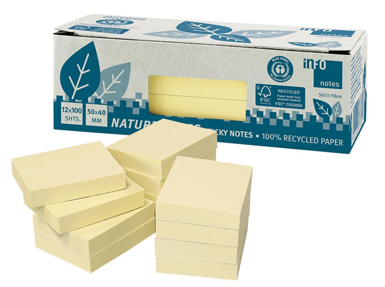 Info nature notes geel 50x40mm 12 blokken a 100 vel