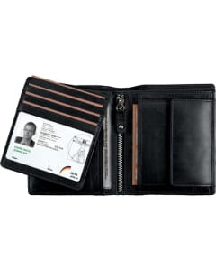 Portefeuille Alassio RFID, cuir nappa noir, 10,5x12,5cm
