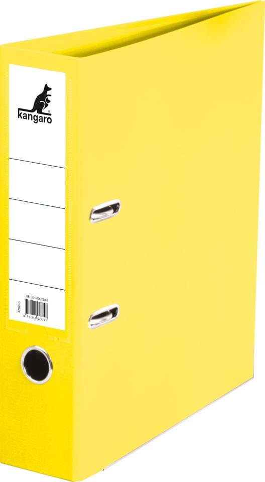 Ordner Kangaro A4 2 rings 75mm PP/Papier geel