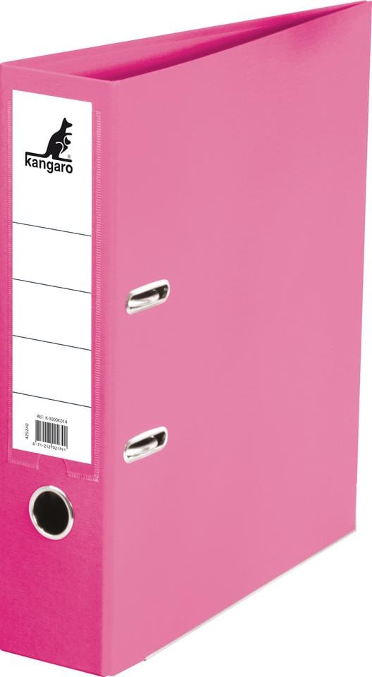 Ordner Kangaro A4 2 rings 75mm PP/Papier rose