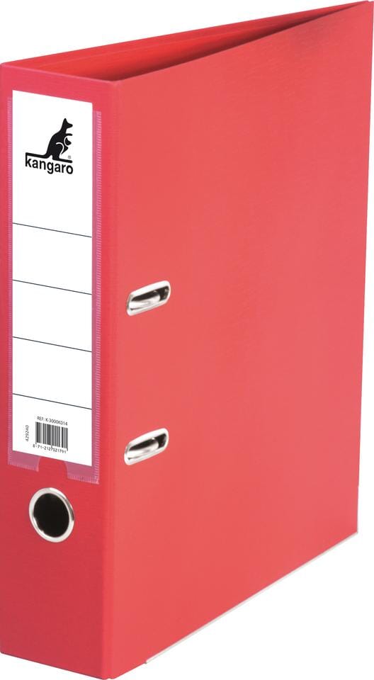 Ordner Kangaro A4 2 rings 75mm PP/Papier rood