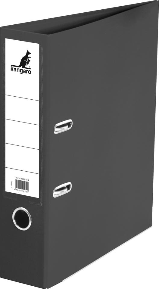 Ordner Kangaro A4 2 rings 75mm PP/Papier zwart