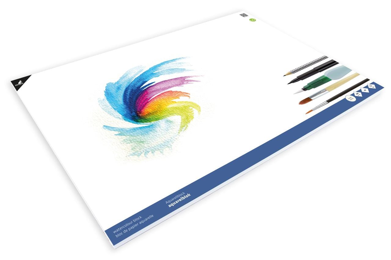 Aquarelpapier Kangaro blok A2 300 grams 12 vel roomwit, 3 zijden verlijmd