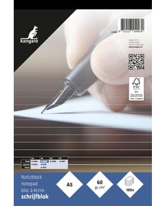 Schrijfblok Kangaro A5 lijn 60 grams 100 blad