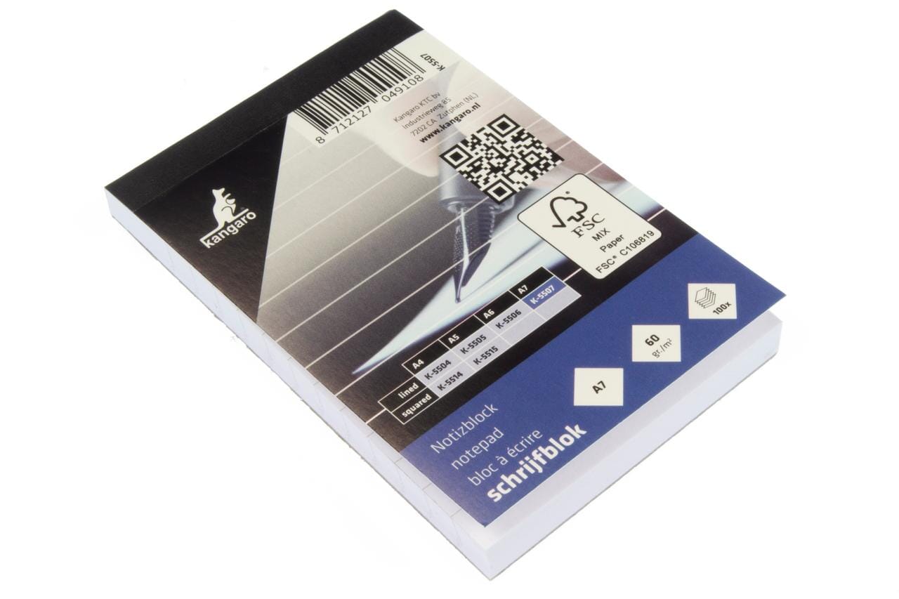 Schrijfblok Kangaro A7 lijn 60 grams 100 blad