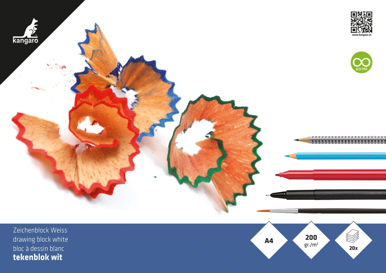 Tekenblok Kangaro 210x297mm 200 grams 20 vel, wit