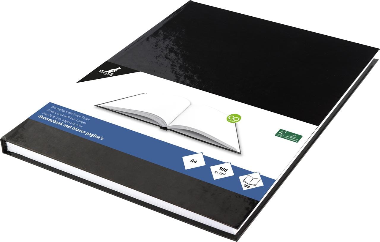 Dummyboek Kangaro A4 zwarte harde cover 80 blad 100 grams blanco papier