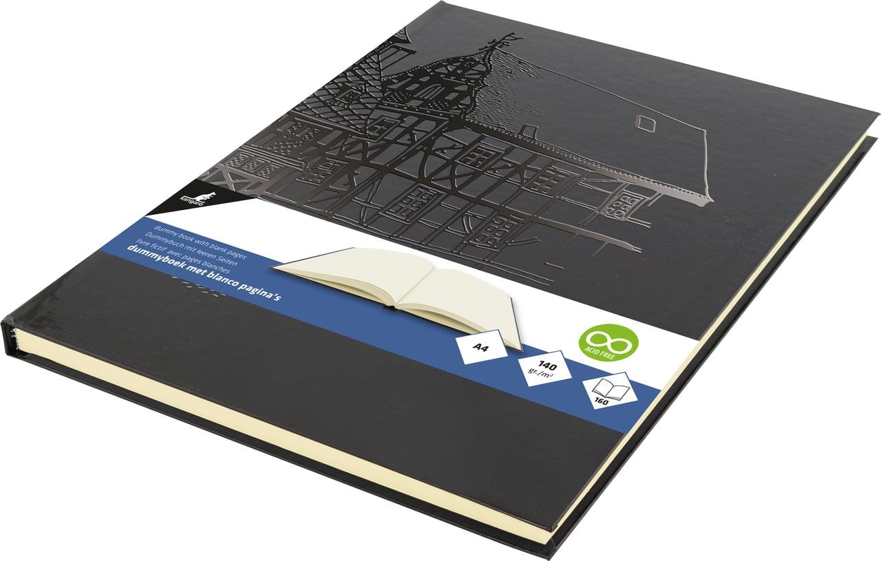 Dummyboek Kangaro A4 zwarte harde dessin cover 80 blad 140 grams cream papier