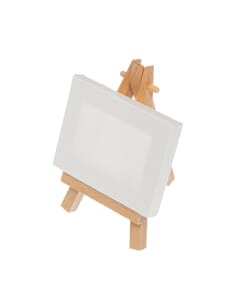 Mini chevalet en bois avec toile à peindre 6x8 cm en présentoir 24 pièces.