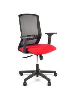 Bureaustoel Linea Tekna 01 zwart/rood met 2D armleuning