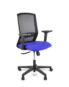 Bureaustoel Linea Tekna 01 zwart/blauw met 2D armleuning